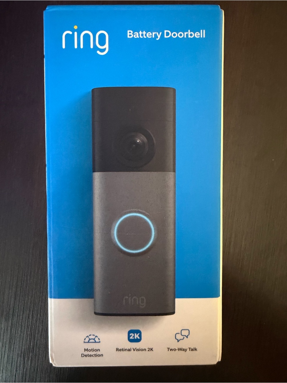 Ring Battery Doorbell in Black and Gray with Blue LED